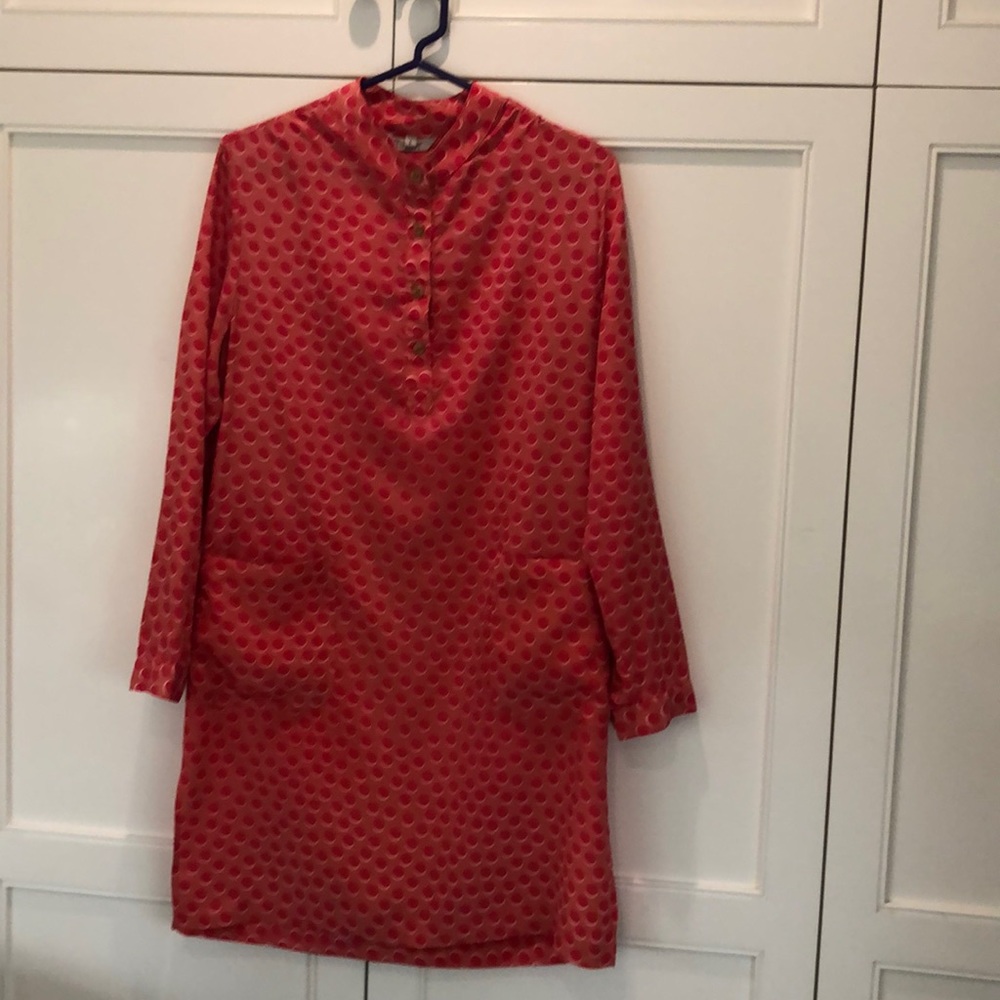 Tucker Orange polka Dot Long Silk Kaftan Size L